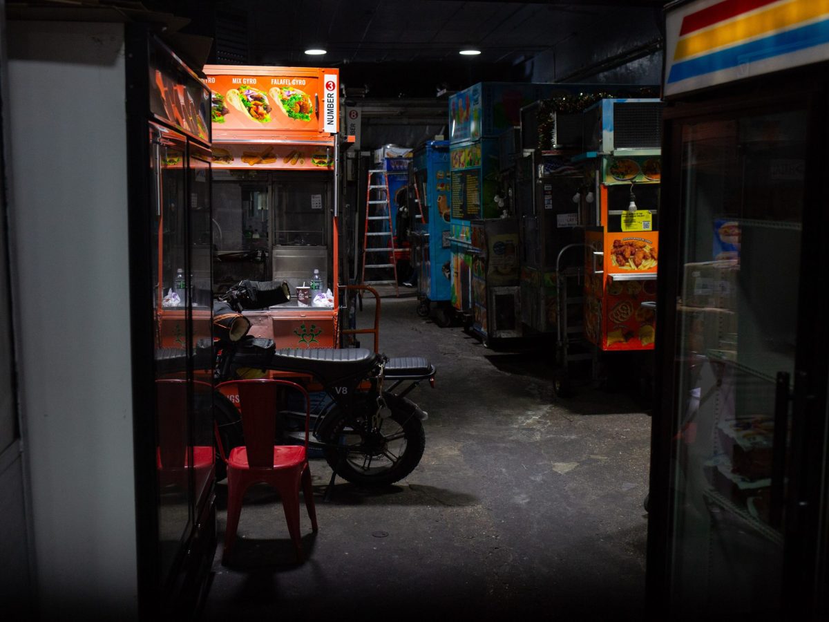 A midtown storage garage was full of food carts during a weekday afternoon as immigrant workers were scared to take them out.
