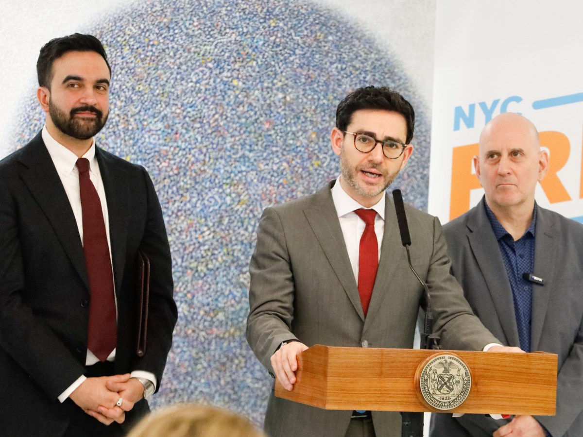 Department of Consumer and Worker Protection Commissioner Samuel Levine speaks at a Lower Manhattan public hospital about free tax preparations services,