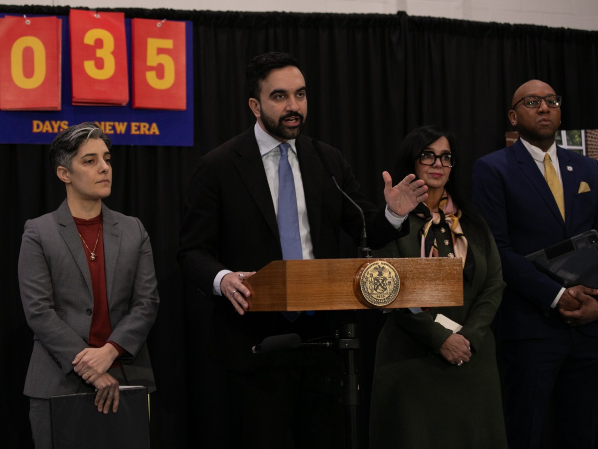 Mayor Zohran Mamdani speaks at about installing electrical heat pumps at a Far Rockaway NYCHA complex,