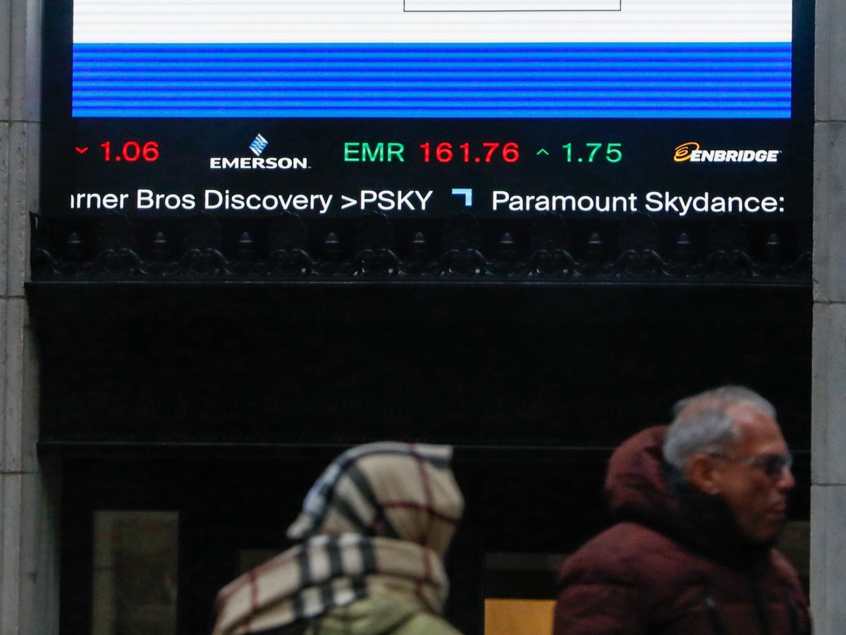 The New York Stock Exchange displays share prices,