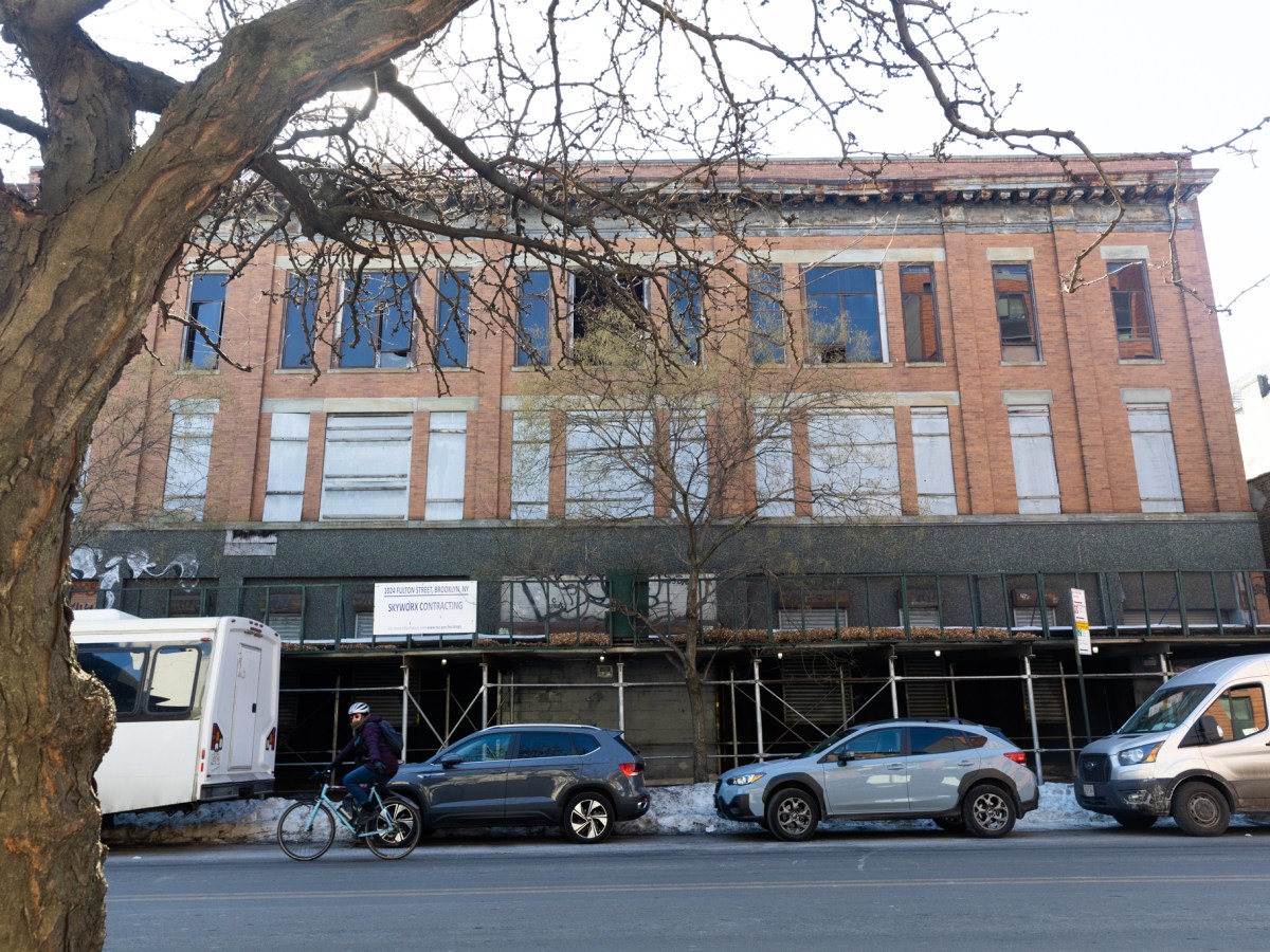 An abandoned warehouse building sat on Fulton Street near Classon Avenue.