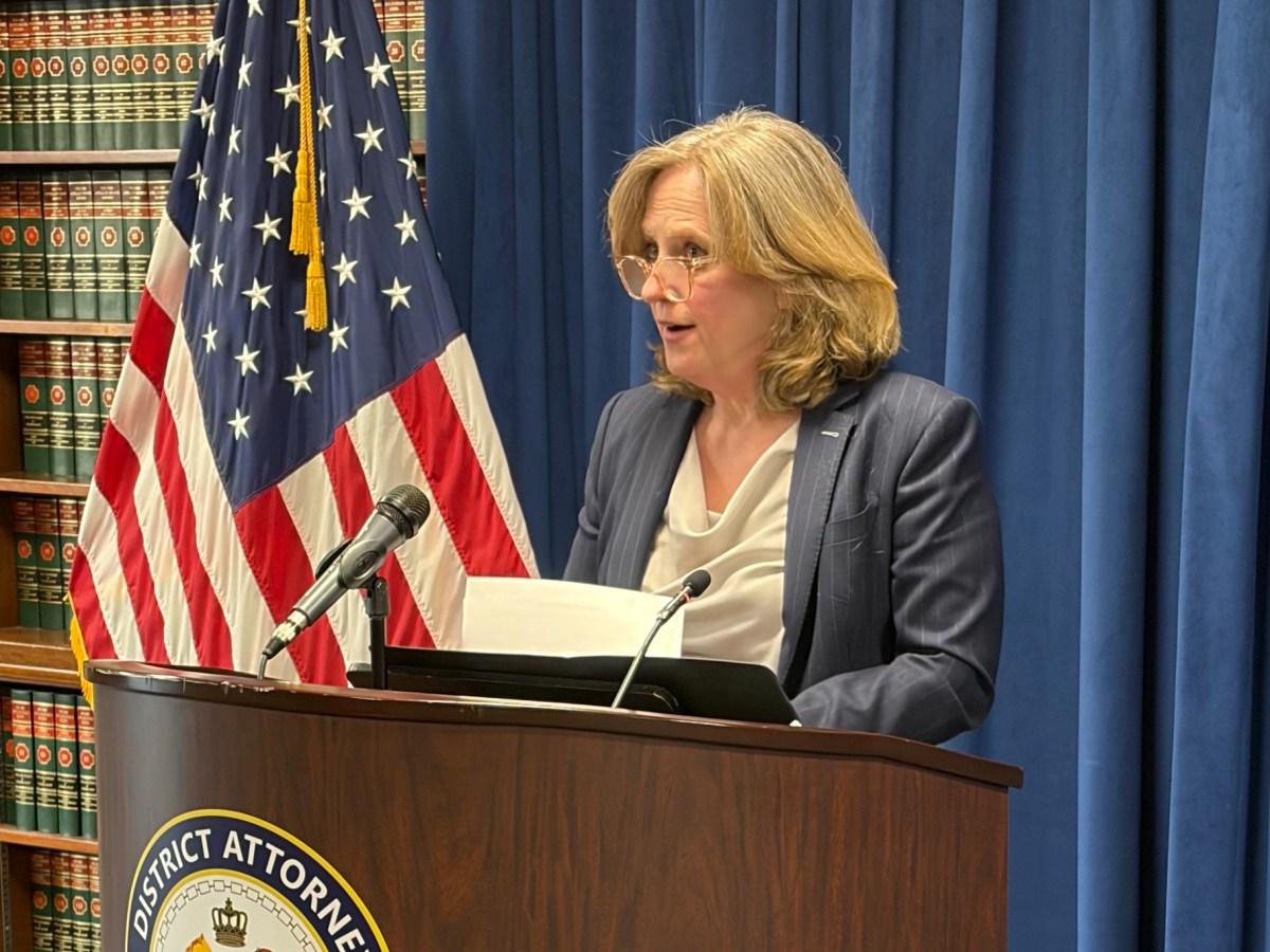 Queens District Attorney Melinda Katz holds a press conference following the arraignment of Jabez Chakraborty on assault and weapons charges after he was shot by NYPD officers,