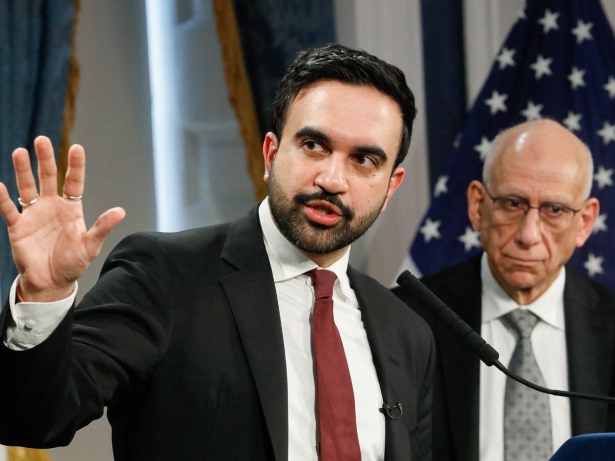 Mayor Zohran Mamdani explains his first preliminary budget during a City Hall press conference,