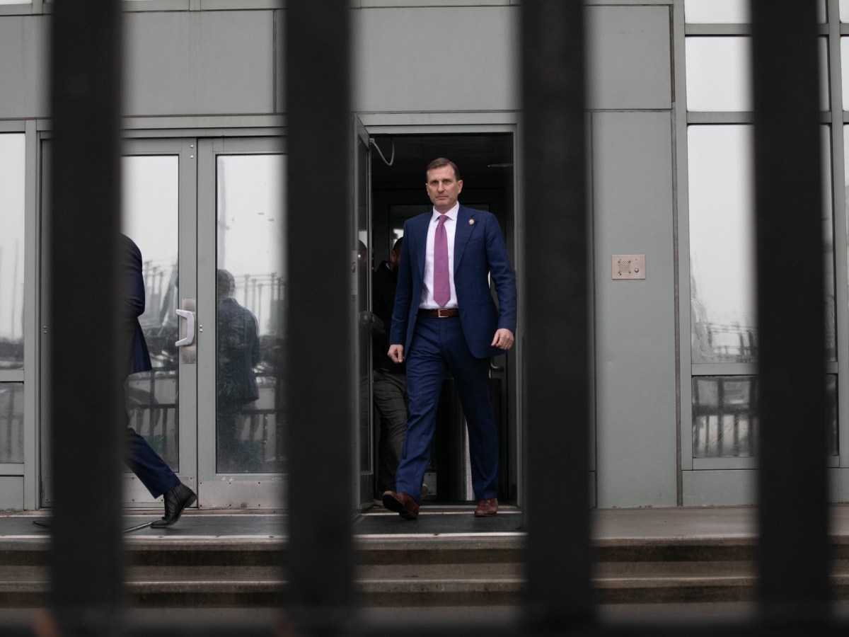 Congressional Rep. Dan Goldman (D-NY) leaves the Metropolitan Detention Center in Brooklyn after inspecting conditions of for detained immigrants