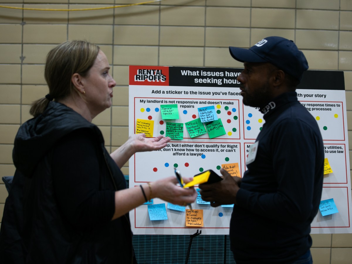 Various city agencies provided information to tenants at a rental ripoff hearing in Downtown Brooklyn,