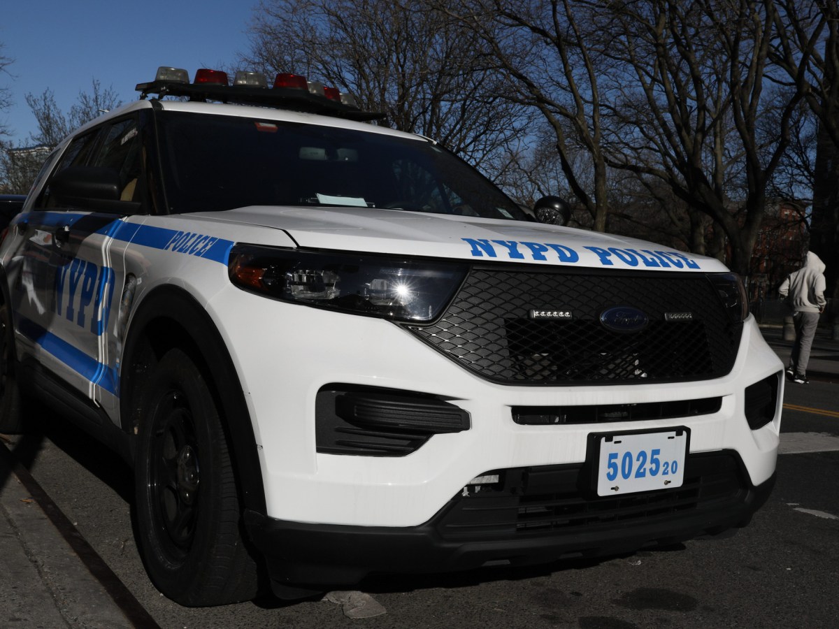 NYPD officers patrol Bed-Stuy, Brooklyn.