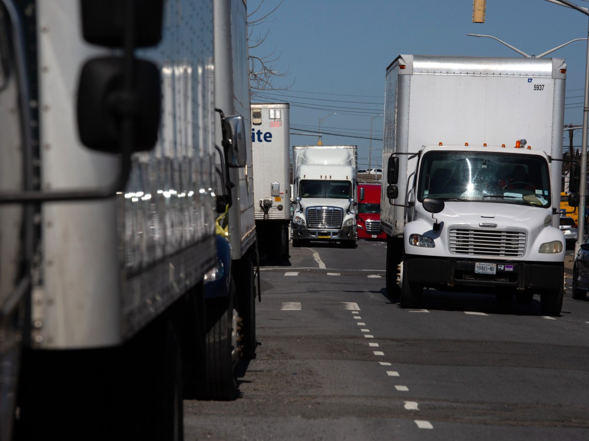 Trucks were parked longterm along Rockaway Boulevard near JFK Airport.