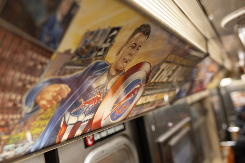 Personal Injury Attorney Michael “The Bull” Lamonsoff advertises on a subway car,