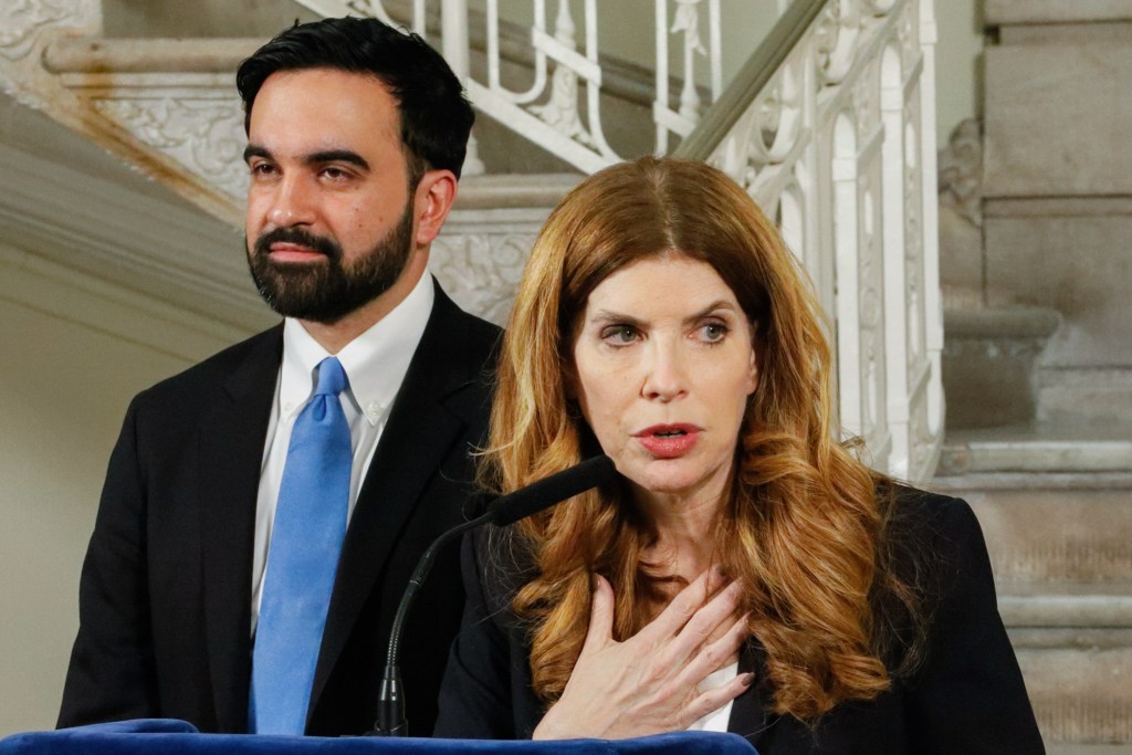 Council Speaker Julie Menin and Mayor Zohran Mamdani speak at City Hall about reaching a deal on a budget extension