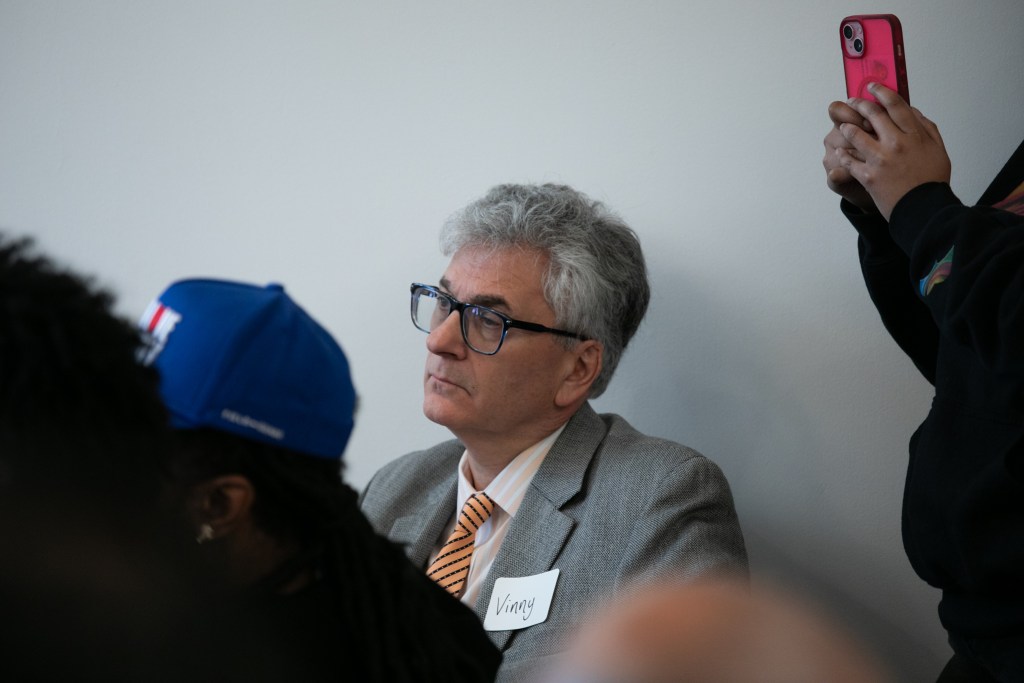 Former Department of Correction Commissioner Vincent Schiraldi attends a juvenile justice panel discussion in Brooklyn,