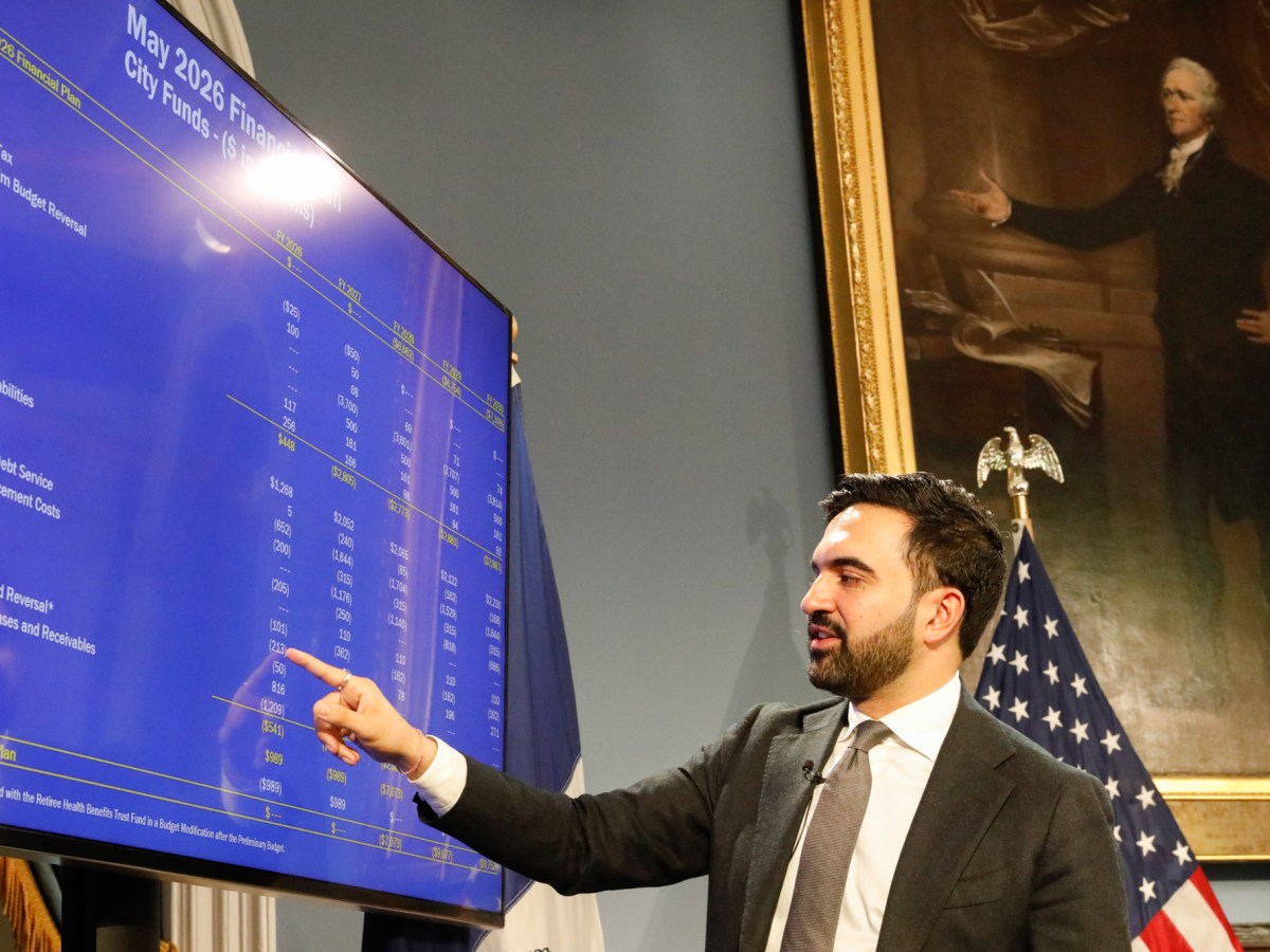Mayor Zohran Mamdani speaks at City Hall about his executive budget