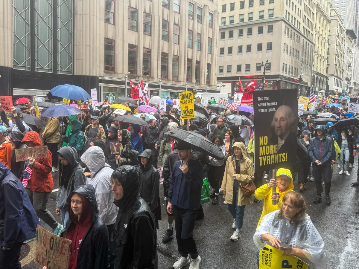 Thousands of people marched in Midtown for the “No Kings” protest against President Donald Trump’s agenda.