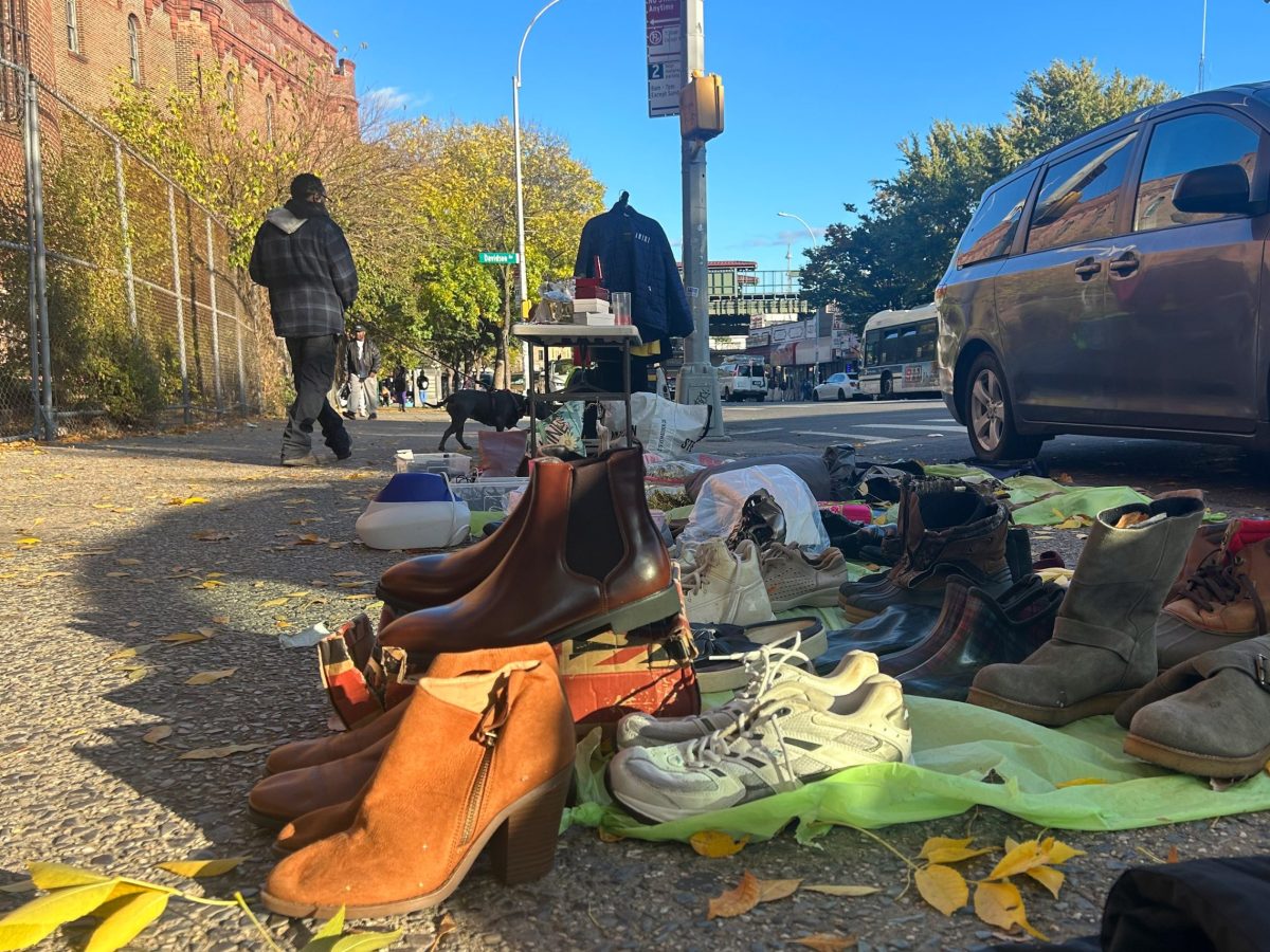 Vendors sold shoes outside the Kingsbridge Armory.
