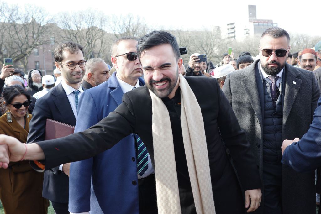 Mayor Zohran Mamdani greets New Yorkers at morning prayer in Prospect Park,
