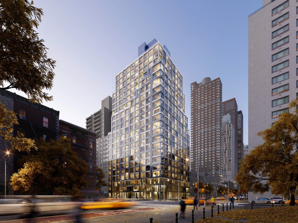 A rendering of two connected 99-unit buildings at East 86th Street and First Avenue