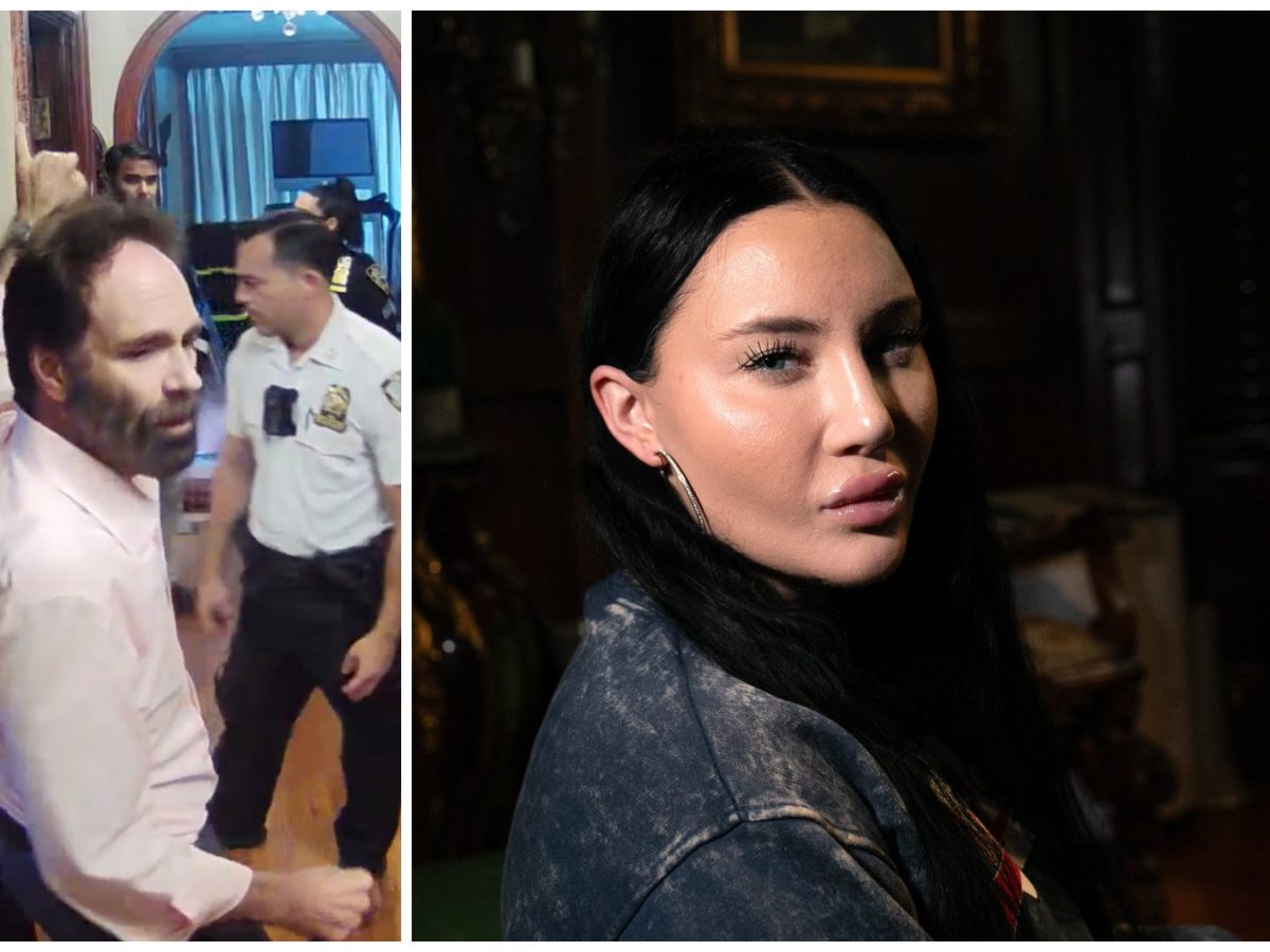John Peluso was captured on security footage after the raid and Eleni is seen separately on her side of the sprawling home.