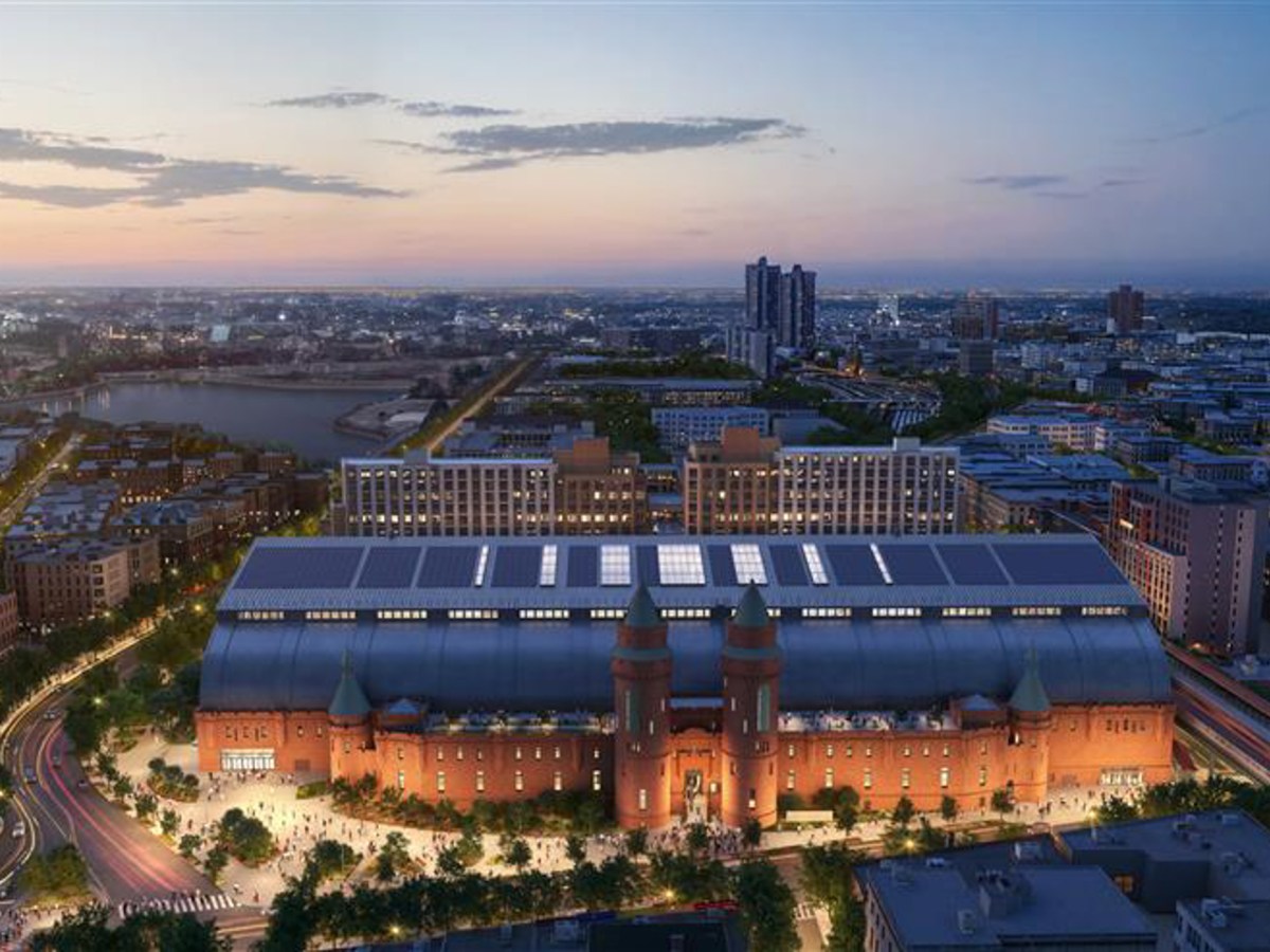 A rendering shows redevelopment plans for the Kingsbridge Armory.