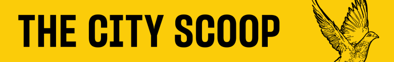 THE CITY SCOOP banner in yellow.